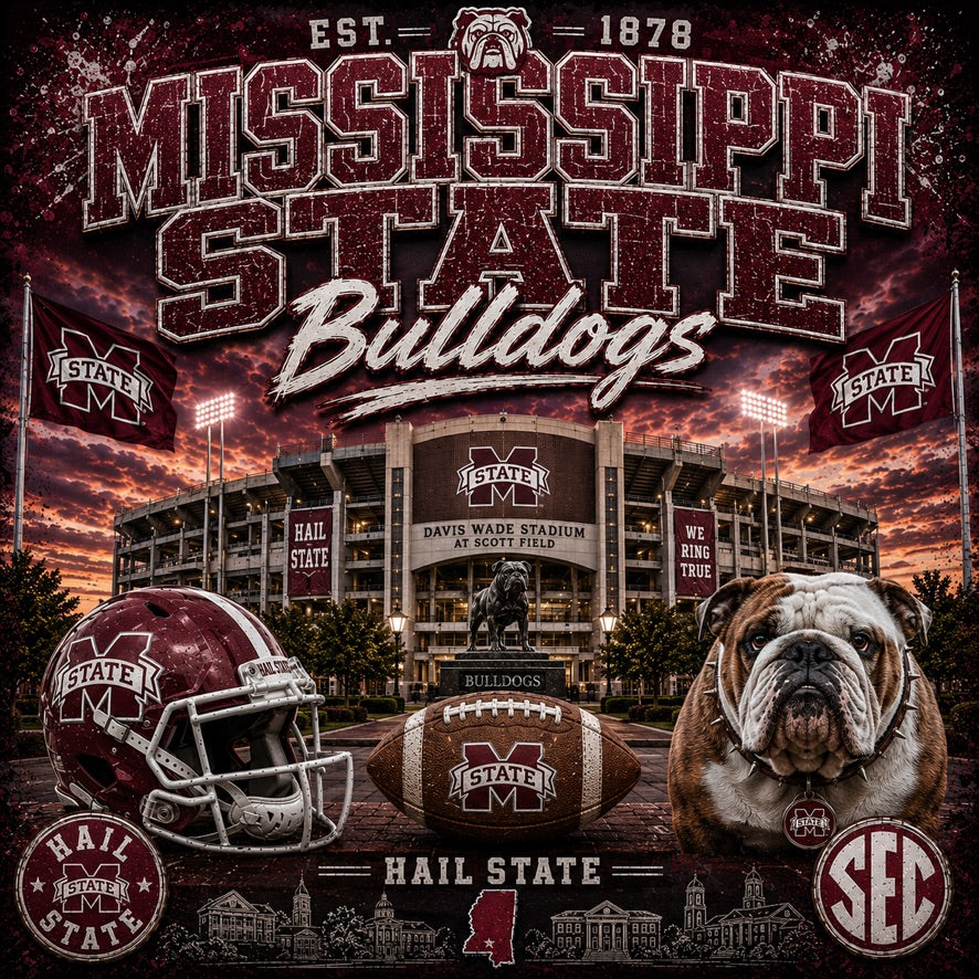 Mississippi State Bulldogs Vintage Stadium Graphic Tee | Davis Wade Stadium