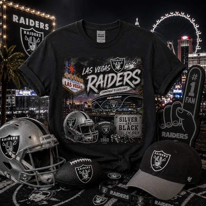 Las Vegas Raiders Silver & Black Graphic Tee | Allegiant Stadium | NFL Fan Shirt | Raider Nation | Gameday Shirt