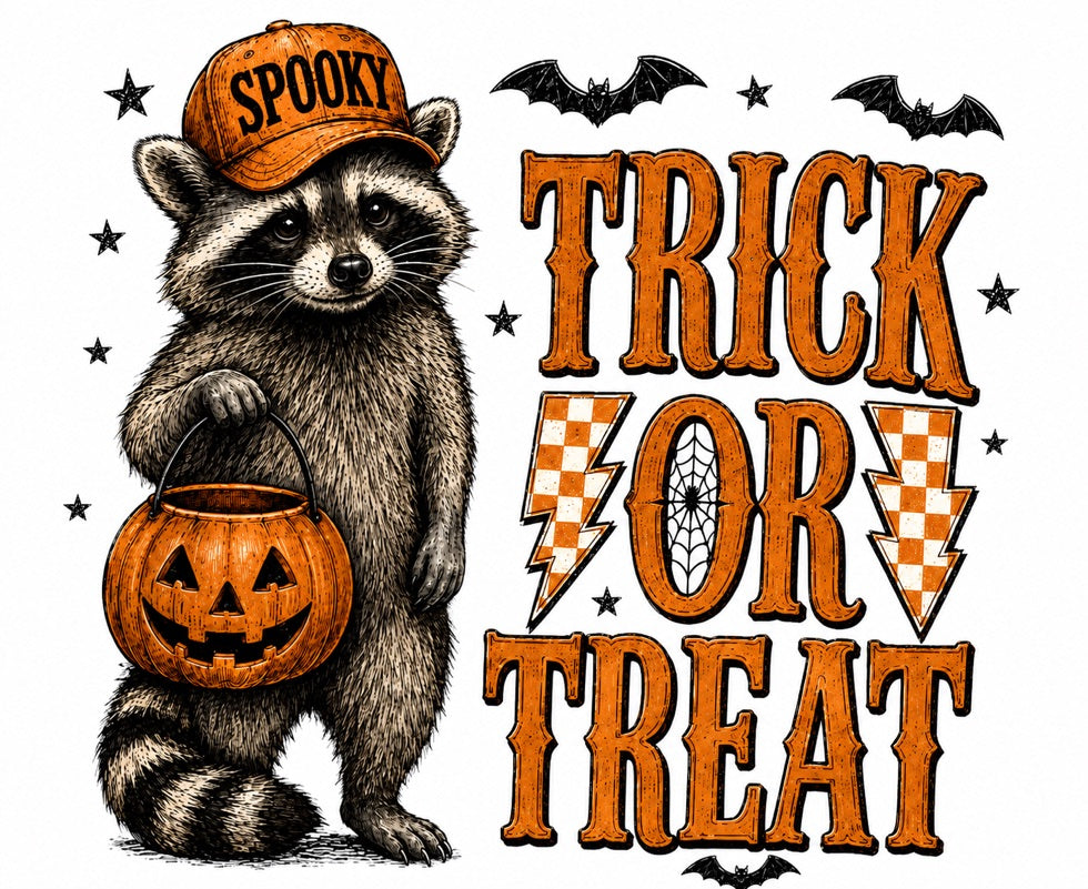 Trick or Treat Raccoon Graphic Tee