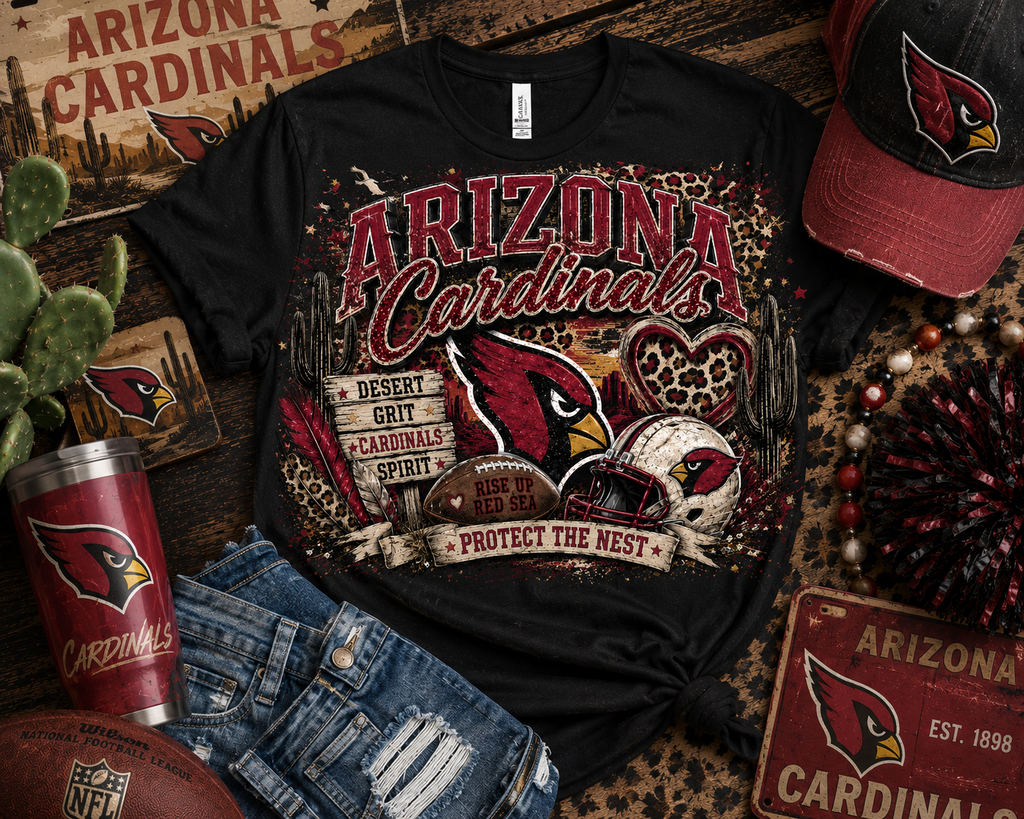 Arizona Cardinals Desert Grit Game Day Leopard Graphic Tee