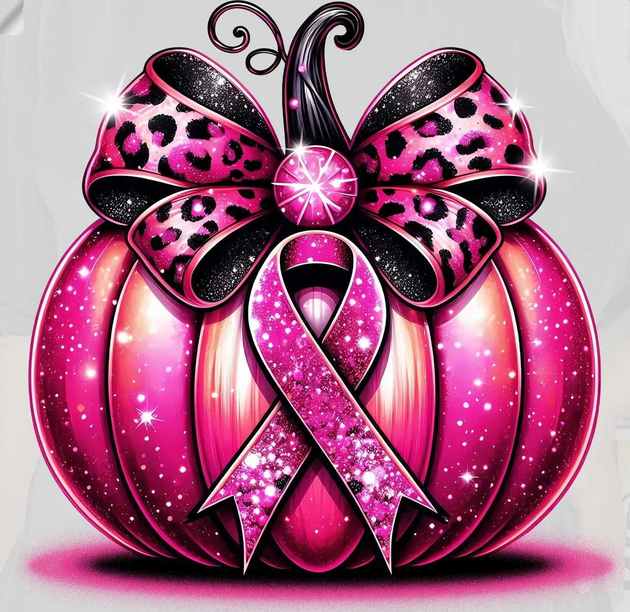 Pink Ribbon Glitter Pumpkin Graphic Tee