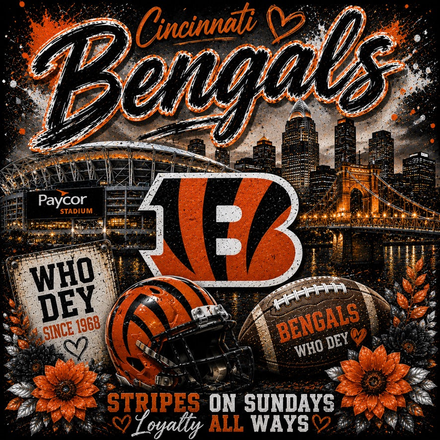 Cincinnati Bengals Who Dey Graphic Tee | Paycor Stadium | NFL Fan Shirt | Stripes on Sundays | Gameday Shirt