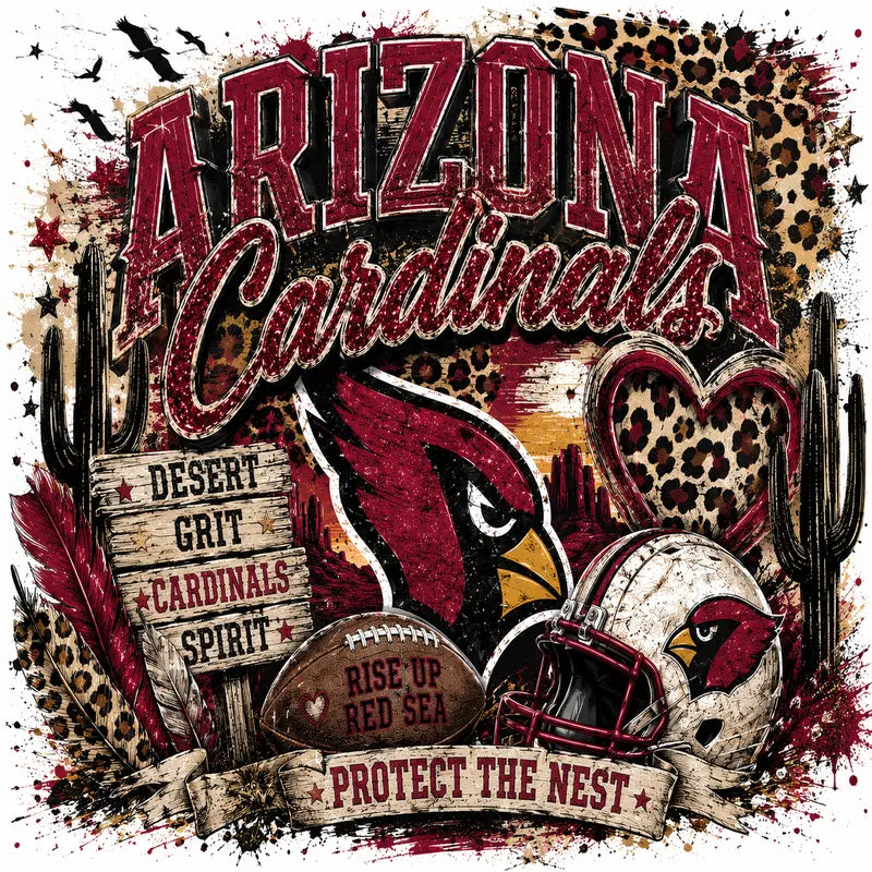 Arizona Cardinals Desert Grit Game Day Leopard Graphic Tee