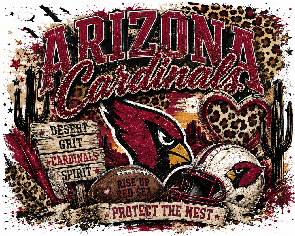 Arizona Cardinals Desert Grit Game Day Leopard Graphic Tee