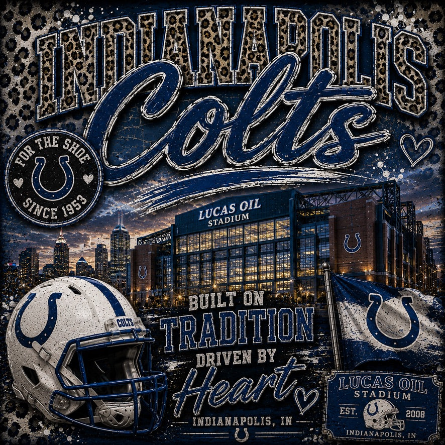 Indianapolis Colts Built on Tradition Graphic Tee | Lucas Oil Stadium | NFL Fan Shirt | For the Shoe | Gameday Shirt
