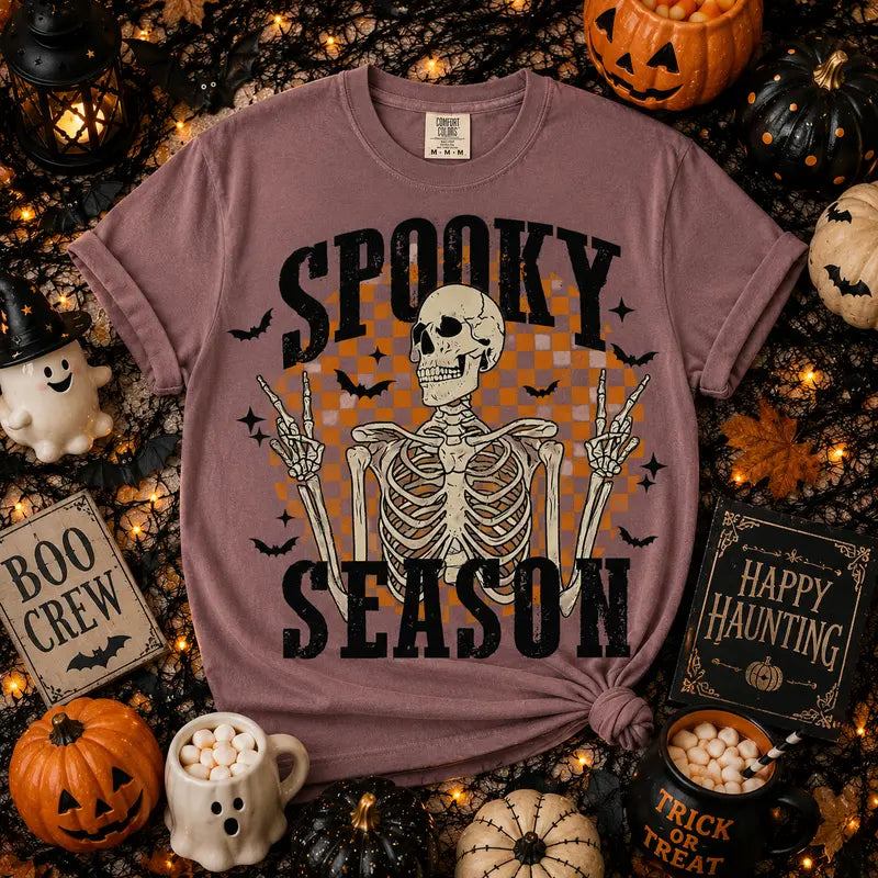 Spooky Season Skeleton Halloween Graphic Tee