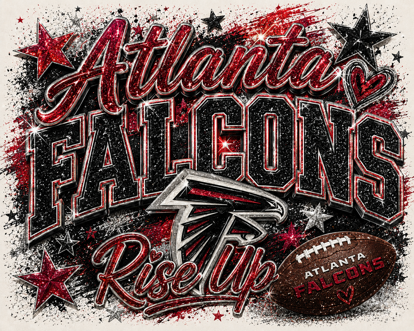 Atlanta Falcons Rise Up Glitter Game Day Graphic Tee