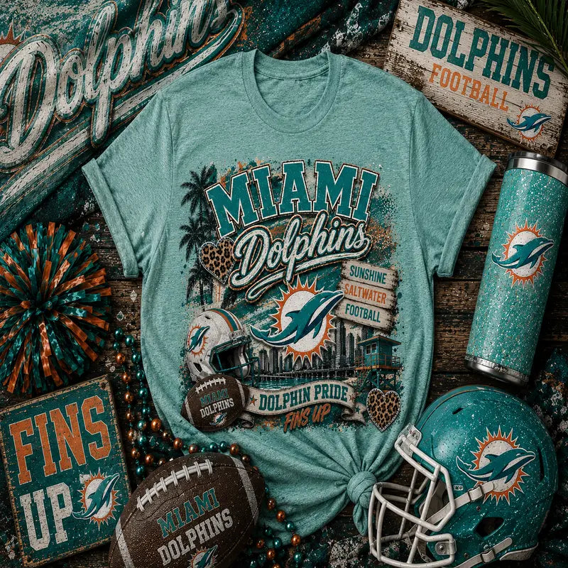 Miami Dolphins Sunshine, Saltwater & Football Graphic Tee