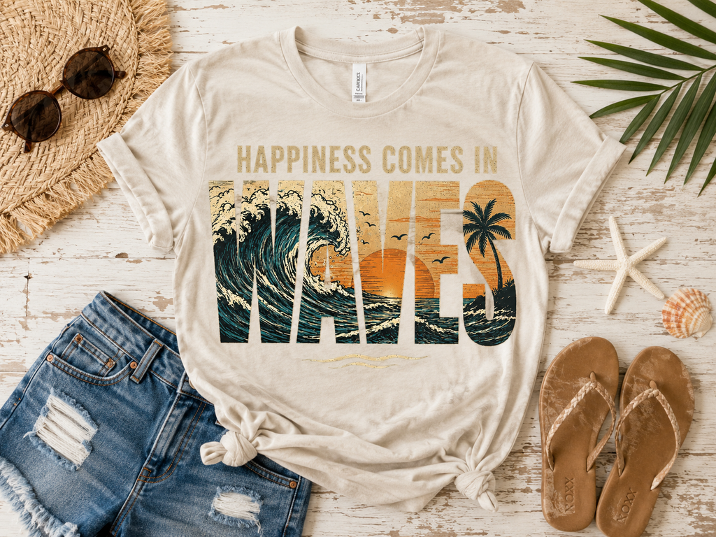 Happiness Comes in Waves Graphic Tee