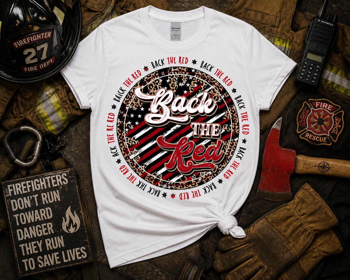 Back the Red Firefighter Graphic Tee